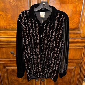 Vintage the Disney Store Black Velvet Mickey Mouse Vines Shacket Size Small